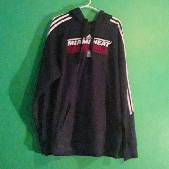Adidas Miami Heat Dark Gray Hoodie Pullover - Picture 1 of 6